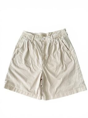 MOTHER Wide Leg Shorts- The Pleated Catch All Short- Ivory/Cream- 28- Bermuda